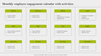 Monthly Employee Engagement Calendar With Activities Implementing Employee Engagement Strategies