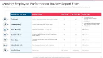Monthly Employee Performance Review Report Form