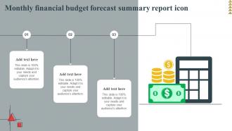 Monthly Financial Budget Forecast Summary Report Icon