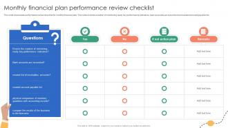 Monthly Financial Plan Performance Review Checklist