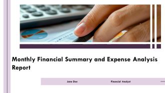 Monthly Financial Summary And Expense Analysis Report PPT Template AT