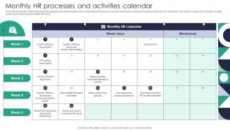 Monthly HR Processes And Activities Calendar