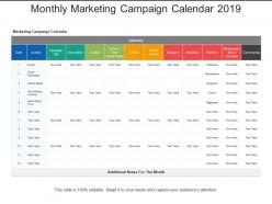 Monthly marketing campaign calendar 2019