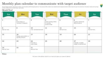 Monthly Plan Calendar To Communicate With Target Audience