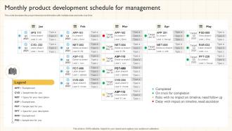 Monthly Product Development Schedule For Management