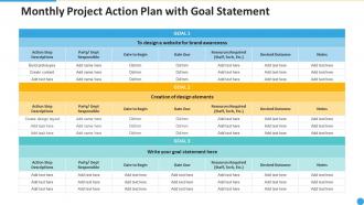Monthly project action plan with goal statement