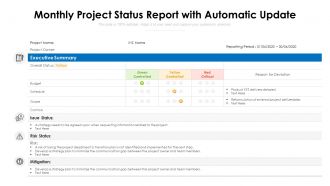 Monthly project status report with automatic update