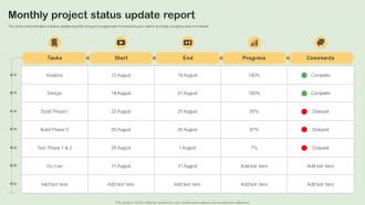 Monthly Project Status Update Report