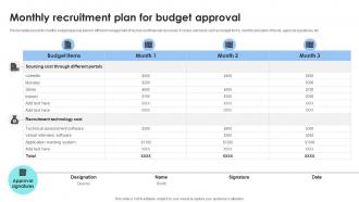 Monthly Recruitment Plan For Budget Approval
