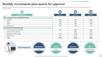 Monthly Recruitment Plan Matrix For Approval
