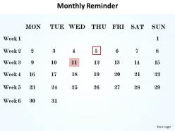 Monthly reminder shown on calendar powerpoint diagram templates graphics 712