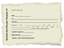 Monthly Rent Receipt Template Check Ppt Powerpoint Styles Format Ideas