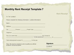 Monthly Rent Receipt Template City Ppt Powerpoint Presentation Files