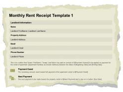 Monthly rent receipt template l2044 ppt powerpoint presentation file design ideas