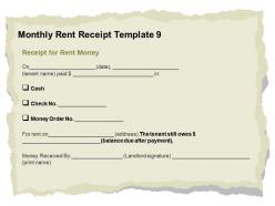 Monthly Rent Receipt Template L2046 Ppt Powerpoint Presentation Summary Deck
