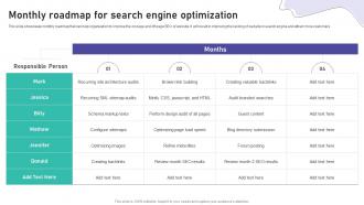 Monthly Roadmap For Search Engine Optimization Brand Marketing And Promotion Strategy