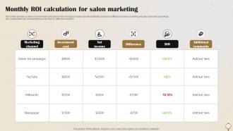 Monthly ROI Calculation For Salon Marketing