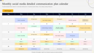 Monthly Social Media Detailed Communication Plan Calendar