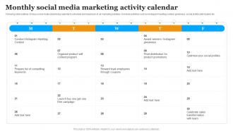 Monthly Social Media Marketing Activity Calendar Implementing Marketing Strategies
