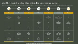 Monthly Social Media Plan Calendar To Organize Posts