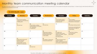 Monthly Team Communication Meeting Calendar Building Strong Team Relationships Mkt Ss V