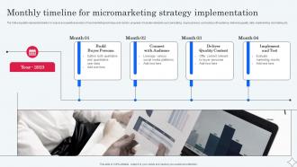 Monthly Timeline For Micromarketing Strategy Implementing Micromarketing To Minimize MKT SS V