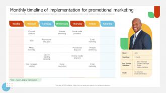 Monthly Timeline Of Implementation For Implementing Promotion Campaign For Brand Engagement