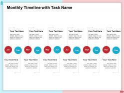Monthly timeline with task name january to december ppt designs