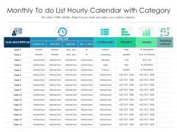 Monthly To Do List Hourly Calendar With Category