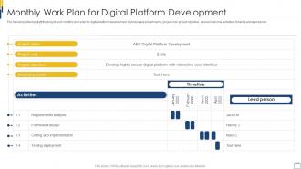 Monthly Work Plan For Digital Platform Development