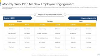 Monthly Work Plan For New Employee Engagement