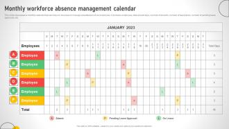 Monthly Workforce Absence Management Calendar Efficient Talent Acquisition And Management