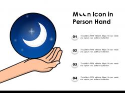 Moon icon in person hand