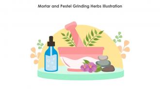 Mortar And Pestel Grinding Herbs Illustration