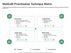 Moscow prioritization technique matrix color coding ppt powerpoint presentation deck