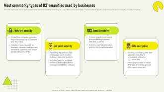 Most Commonly Types Of Ict Securities Used Comprehensive Guide For Deployment Strategy SS V
