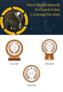 Most Recent Awards For Event Video Coverage Services One Pager Sample Example Document