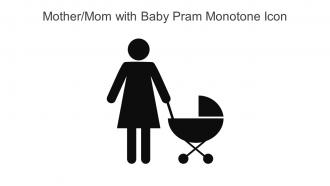 Mother Mom With Baby Pram Monotone Icon In Powerpoint Pptx Png And Editable Eps Format