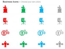 Motivating speech office chair process control business man with two directions ppt icons graphics