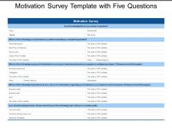 Motivation survey template with five questions