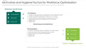 Motivators And Hygiene Factors For Workforce Optimization