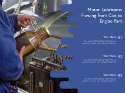 Motor lubricants flowing from can to engine part