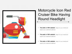Motorcycle icon red cruiser bike having round headlight