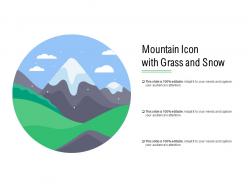 Mountain icon with grass and snow