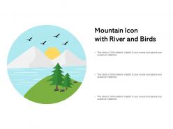 Mountain Icon With River And Birds