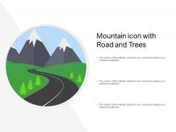 Mountain icon with road and trees
