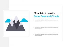Mountain icon with snow peak and clouds