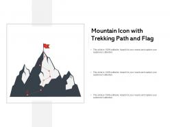 Mountain Icon With Trekking Path And Flag