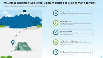 Mountain roadmap depicting different phases of project management