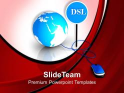Mouse connected to globe and dsl internet powerpoint templates ppt themes and graphics 0313